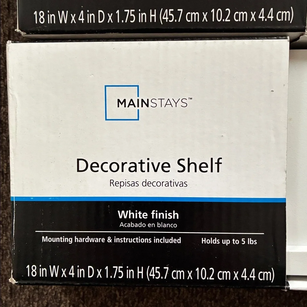 Set of 3 Mainstays White Decorative Floating Shelves (NIB, Minor Flaw on One)